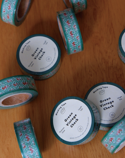 Green Vintage Check Washi Tape