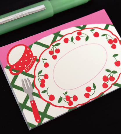 Fruit Tableware Memo Pad - Cherry Plate