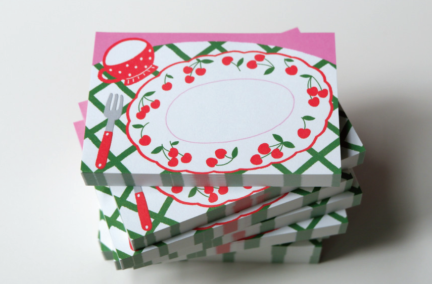 Fruit Tableware Memo Pad - Cherry Plate