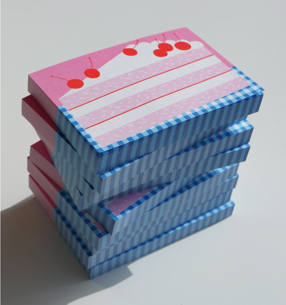 Fruit Dessert Memo Pad- Pink Cherry Cake