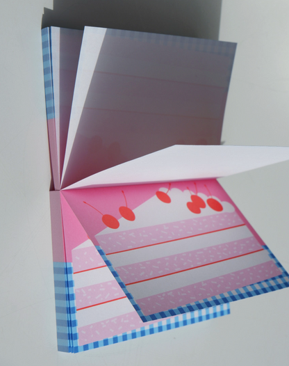 Fruit Dessert Memo Pad- Pink Cherry Cake