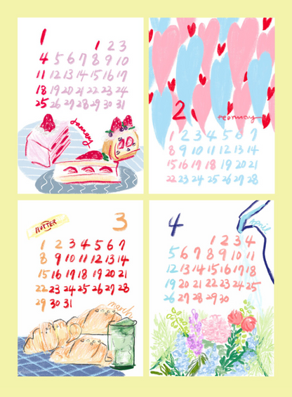 2026 Illustrated Wall Calendar (A4)