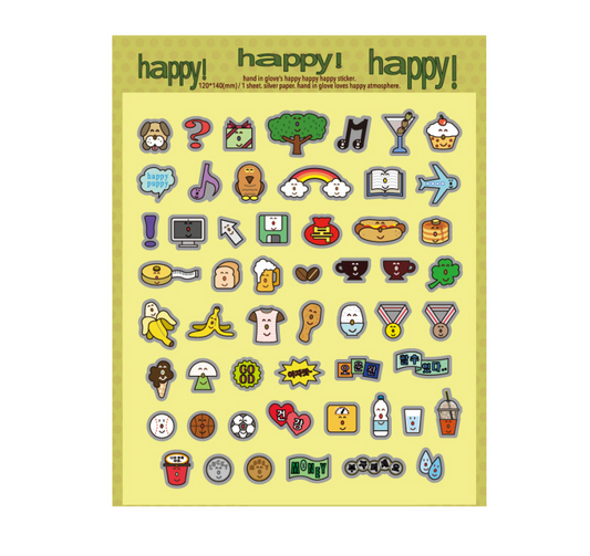 Hand in glove - Happy Happy Happy sticker(silver)