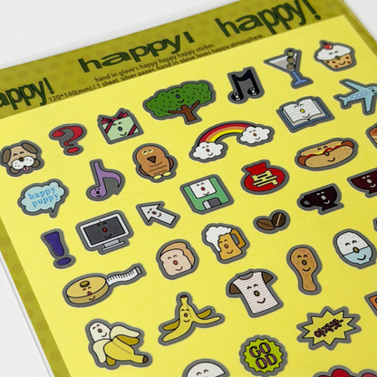 Hand in glove - Happy Happy Happy sticker(silver)