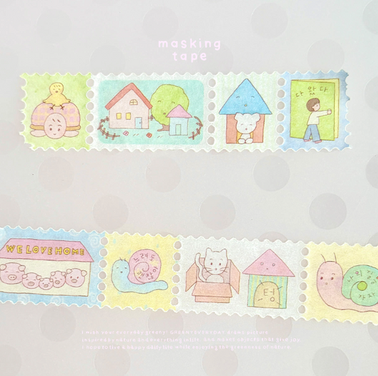 greenyeveryday - On the Way Home Stamp Cut Masking Tape